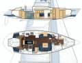 Bavaria 47 Ocean: The owner's area aft is only accessible through the galley line, as the original