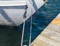 Not on a slip: Lines should only be used for manoeuvring on a slip, especially with a shock absorber. Otherwise the line will saw through the bollard or ring due to the different elongation of the two sections. In addition, the shock absorption deteriorates