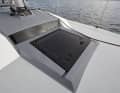 The windscreen provides more light below deck. The colour-contrasting gelcoat stretches the superstructure