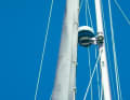 Headsail: down or in the tarpaulin. A foresail must be very tightly tensioned, otherwise it will kill and tear in a storm. Here too, stowing away can be the better decision