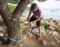 2. ... First attach the windward line (!) over a rock or around a tree (prohibited in Turkey).