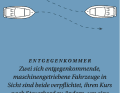 Der Klassiker: Zwei Boote kommen sich unter Maschine entgegen, beide sind verpflichtet, ihren Kurs nach Steuerbord zu ändern