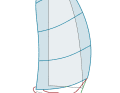 Allow the sheet to run out far, the clew must clearly fly past the forestay to the front