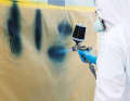 5. adjust the amount of paint and air so that not too much paint is applied and the spray pattern is even