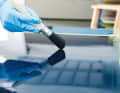 5. ... in parallel tracks. Only work crosswise once, as solvent escapes with each pass and the flow of the paint suffers