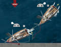 Vorspring: Vaporising into the Vorspring works, but only with a lot of thrust

 1. although there is hardly any airflow to the blades, the rudder should still be set landside to minimise the effect. The main work is done by the propeller. The large width of the yacht creates angular momentum. Fender off the bow very well, as enormous pressure forces are at work here

 2. once you have created sufficient distance from the shore, move quickly astern with the engine, quickly move the rudder to the other side, in this case to starboard, and accelerate vigorously. It is important to pick up speed quickly so that the rudders are energised and pull the stern further round