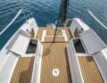The forecastle lockers and a large storage space in the stern keep the deck tidy. Artificial teak is available as an option.