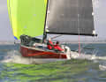 Powerful. The large gennaker is pulled up to the top. A Code Zero can be added to the sailing wardrobe
