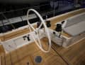 Optional. The traveller recessed in the cockpit is an option, as are the large Performa winches from Harken