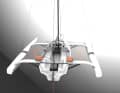 The radical shape of the centre fuselage can be seen at the stern. The side floats are folded in under the chines