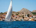 Sailing yacht off the island of Chalki