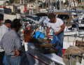 Fishermen sell their catch directly from the boat