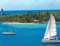 Kat sails off the Ilet du Gosier near Guadeloupe
