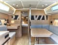 The interior can be finished in light oak, mahogany is standard
