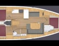 Bavaria C38. Opzione con tre cabine doppie e due cabine di testa
