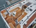 The cockpit is wide and large, the companionway long