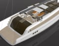 Aft cabin with glazed door: the lake terrace is borrowed from Wally