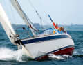 Slim and deep. The foredeck runs smoothly even through short waves