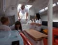 Reduced interior: no inner shell, only topcoat - but the essentials for touring sailing are there. Space enough too