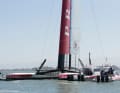 "Regatta" premiere for the Luna Rossa cat at the Louis Vuitton Cup. Two days earlier, the team had sailed alone in its first race