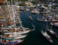 The classic fleet in Laboe harbour from the air