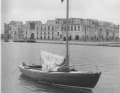 The open boat anchors off the ruined city of Suakin on the Red Sea