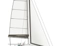 The mast is conspicuously far aft. The self-tacking jib therefore remains large enough