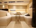 The lounge table can be folded out to form a large table. One option