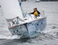 The perspective from the front clearly shows the very narrow waterline