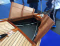 There is a small anchor locker in the bow