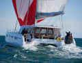 The boat is equipped with two steering positions on deck