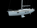 Jeanneau 51. stretched lines, large hull windows and chines at the back