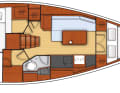 Oceanis 35.1: Longitudinal galley, large aft access to the forecastle