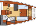Oceanis 35.1: Hier die Version mit L-Pantry, zweitem Sofa und großem Bad