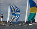 Space sheet course through the Finnish archipelago: The field passes a lighthouse on the main fairway