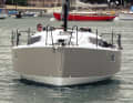 A round thing. The bow section of the Pogo 36 is softly moulded and voluminous - a contrast to the superstructure and the chine edges in the hull