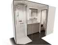 Spacious. Sectional drawing of one of many possible toilet rooms with separate shower area