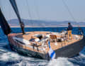 The stern is open, with a dinghy garage underneath