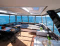 The roof terrace offers space for dining and relaxing and a view over the harbour pier