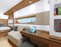 Loft-like living ambience in the port hull of the owner's version