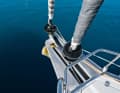 The rather short bowsprit for code zero or gennaker is also an anchor holding device