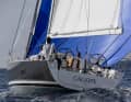 Typical J. Alan Johnstone's design is less wide aft than most competing boats