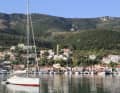 Good reason to anchor and a great view: the morning panorama from Vathi on Ithaca