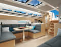 Beautifully bright and open. Light-coloured wood, large windows and a no-frills design language create a greater sense of space than the previous model. Special feature: the sofa on the port side can be electrically retracted up to the saloon table