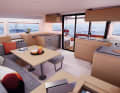 The galley is orientated towards the rear and is therefore also functionally directly connected to the outside cockpit.