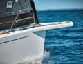 Arcona 385 The wide bow extension is made of carbon fibre and firmly attached to the hull