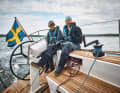 Arcona 385 The high coaming is pulled far aft. The mainsheet sits cramped up on board