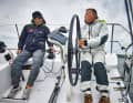 First 36 Plenty of room, and the helmsman can slide past the wheel and easily reach the winches
