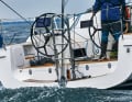 Arcona 385 The massive swim ladder remains folded up when underway. The stern is clearly stepped