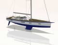 Typical features of the latest generation of yachts from Hallberg-Rassy: wide stern with retracted waterline, double rudder blades, harmonious deck projection and a firmly laminated bowsprit with anchor bracket